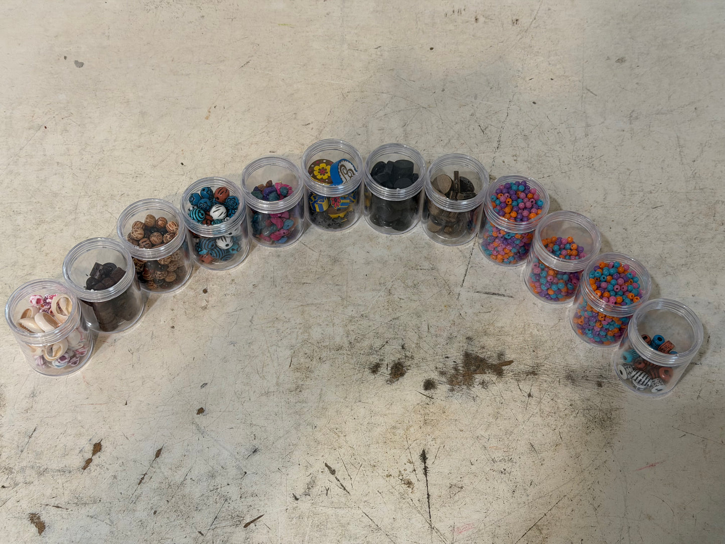 Assorted Beads For Jewlery in 12 Plastic Organizer Containers - Sold as a set