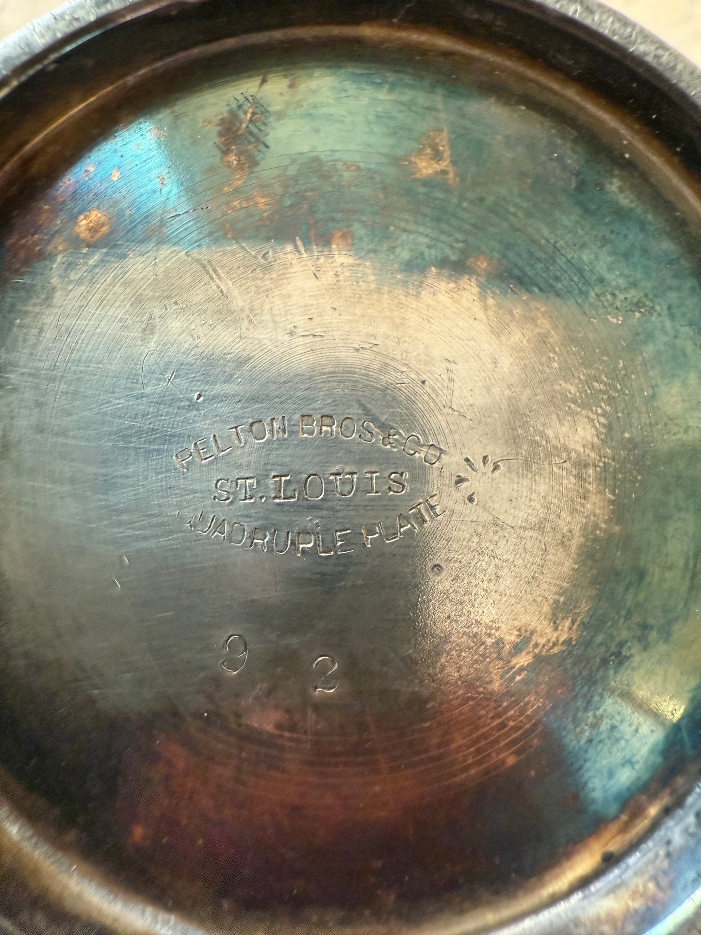 Pelton Bros Vintage Quadruple Plate Silver Teapot Sugar and creamer set