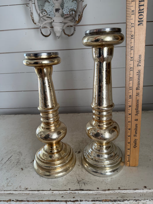 Pair of Mercury Glass Candlesticks