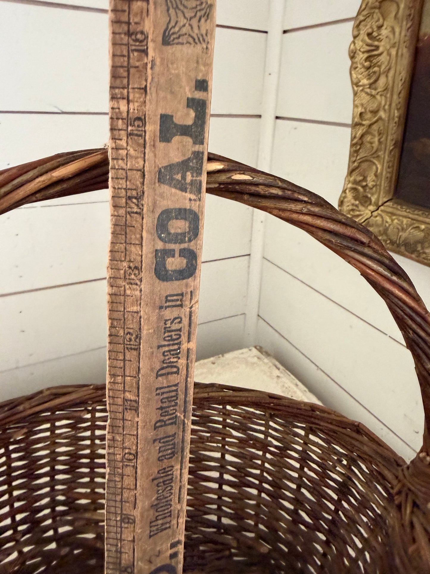 Vintage wicker gathering basket