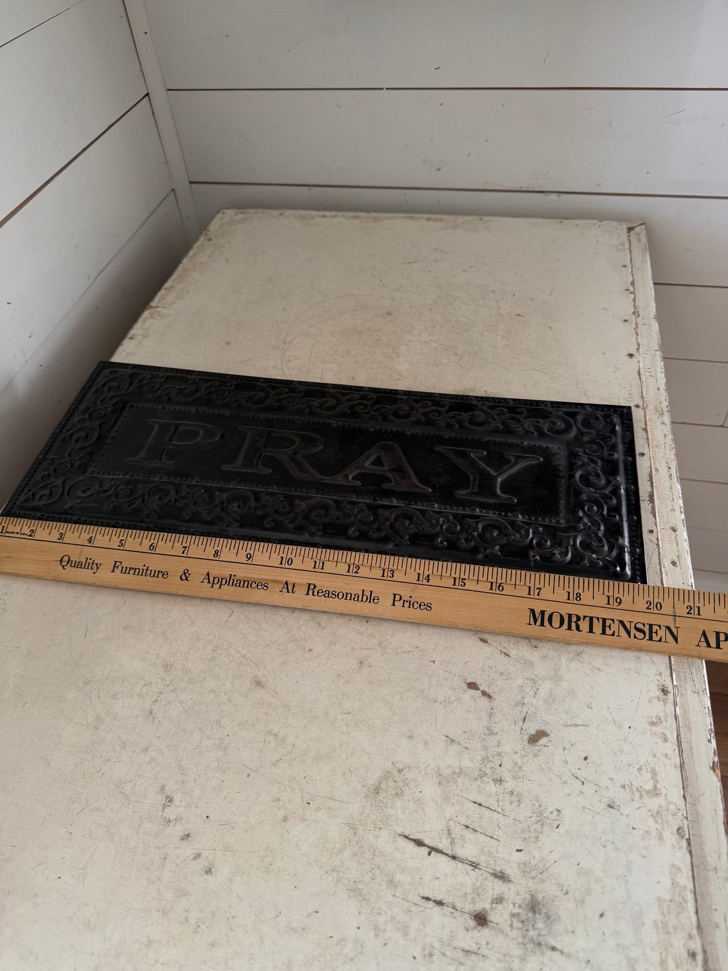 “Pray” Pressed Tin Wall Art will get makeover