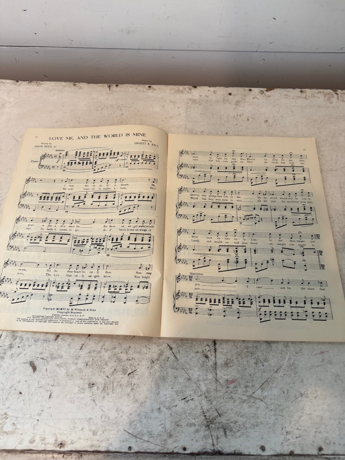 vintage sheet music book titled "Witmark Hits Through the Years