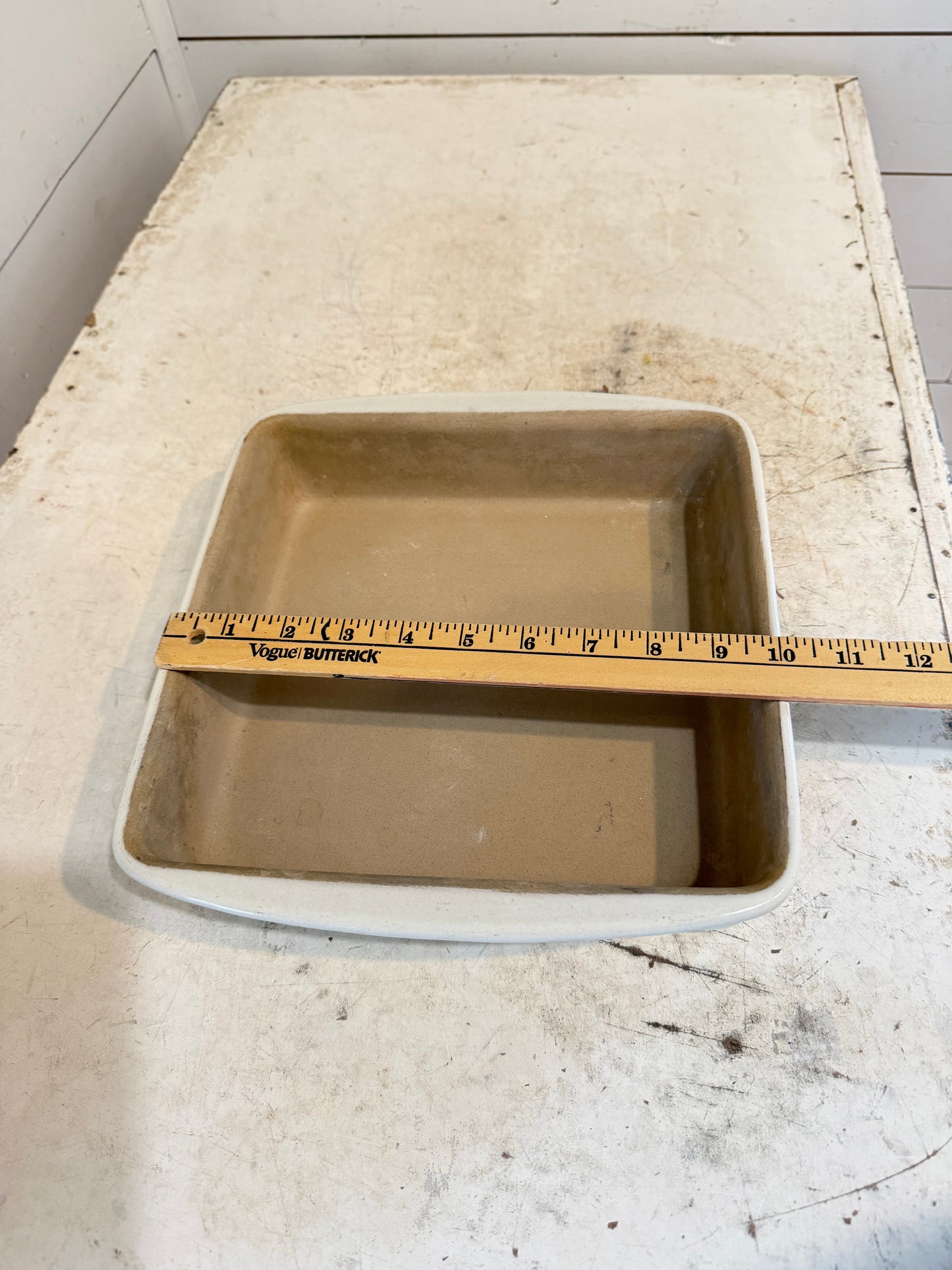 Pampered Chef 9X9 Stone Square Baker French Vanilla Seasoned