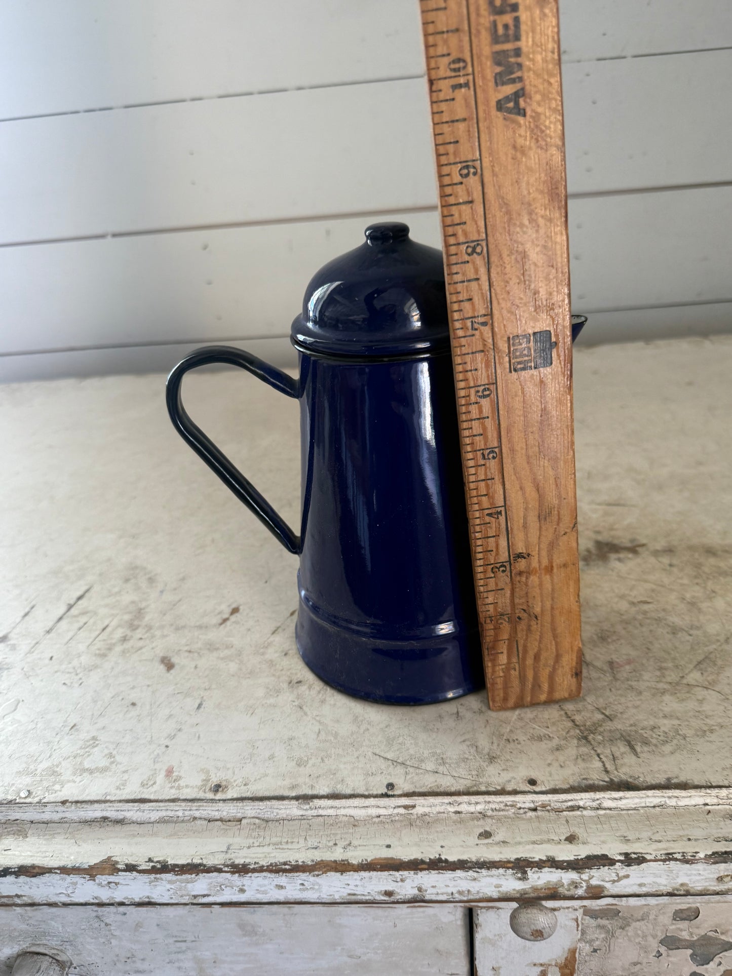 Antique Eastern European Cobalt Enamel Cofee Pot