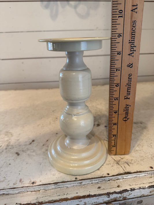 Metal candlestick Cream 9”