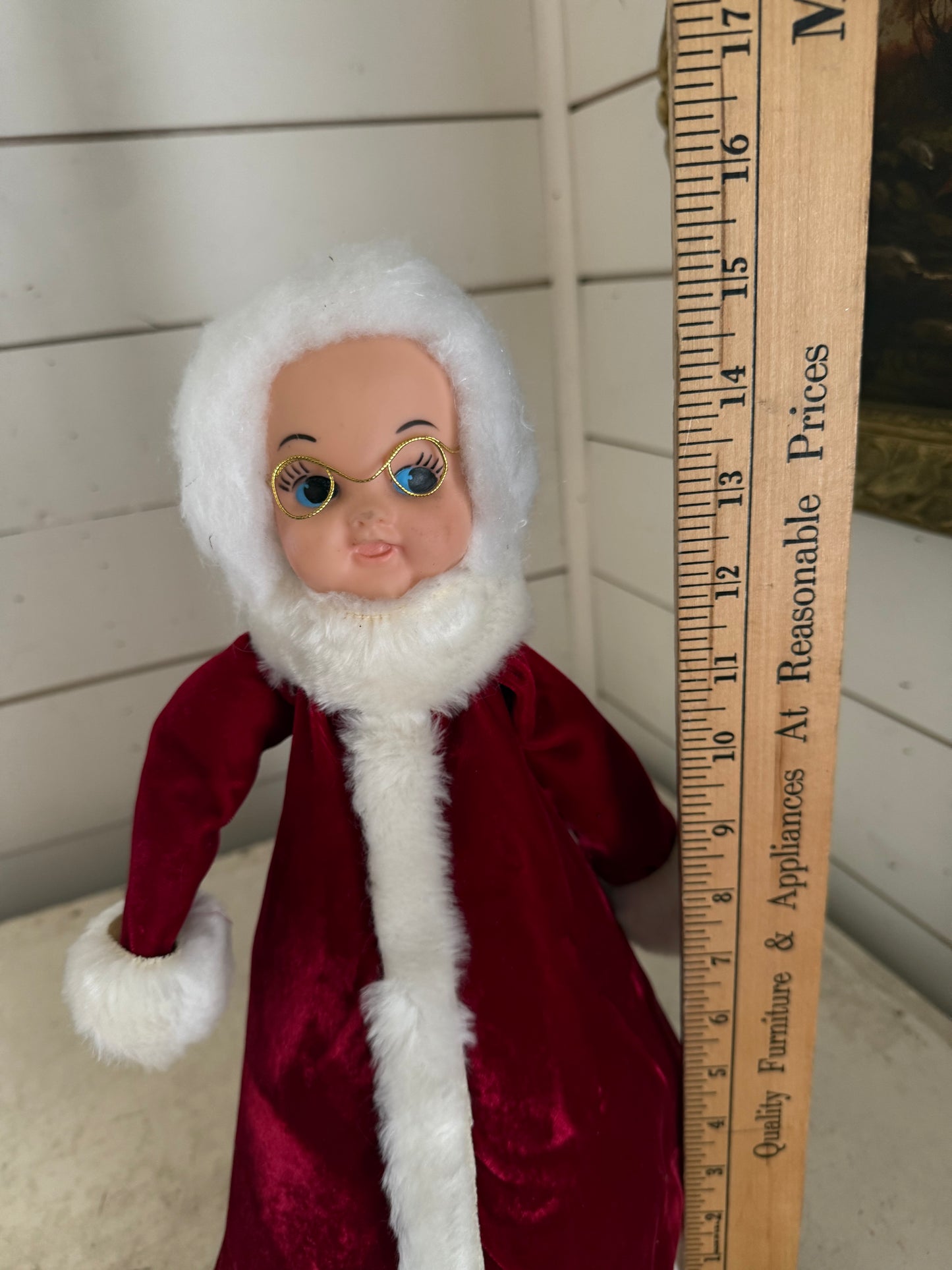Kitschy Mid Century Mrs Claus Bowling pin Doll