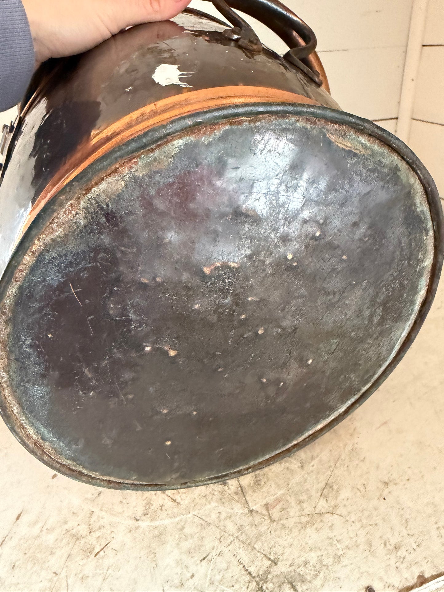 Victorian Copper Helmet Coal Scuttle - as is