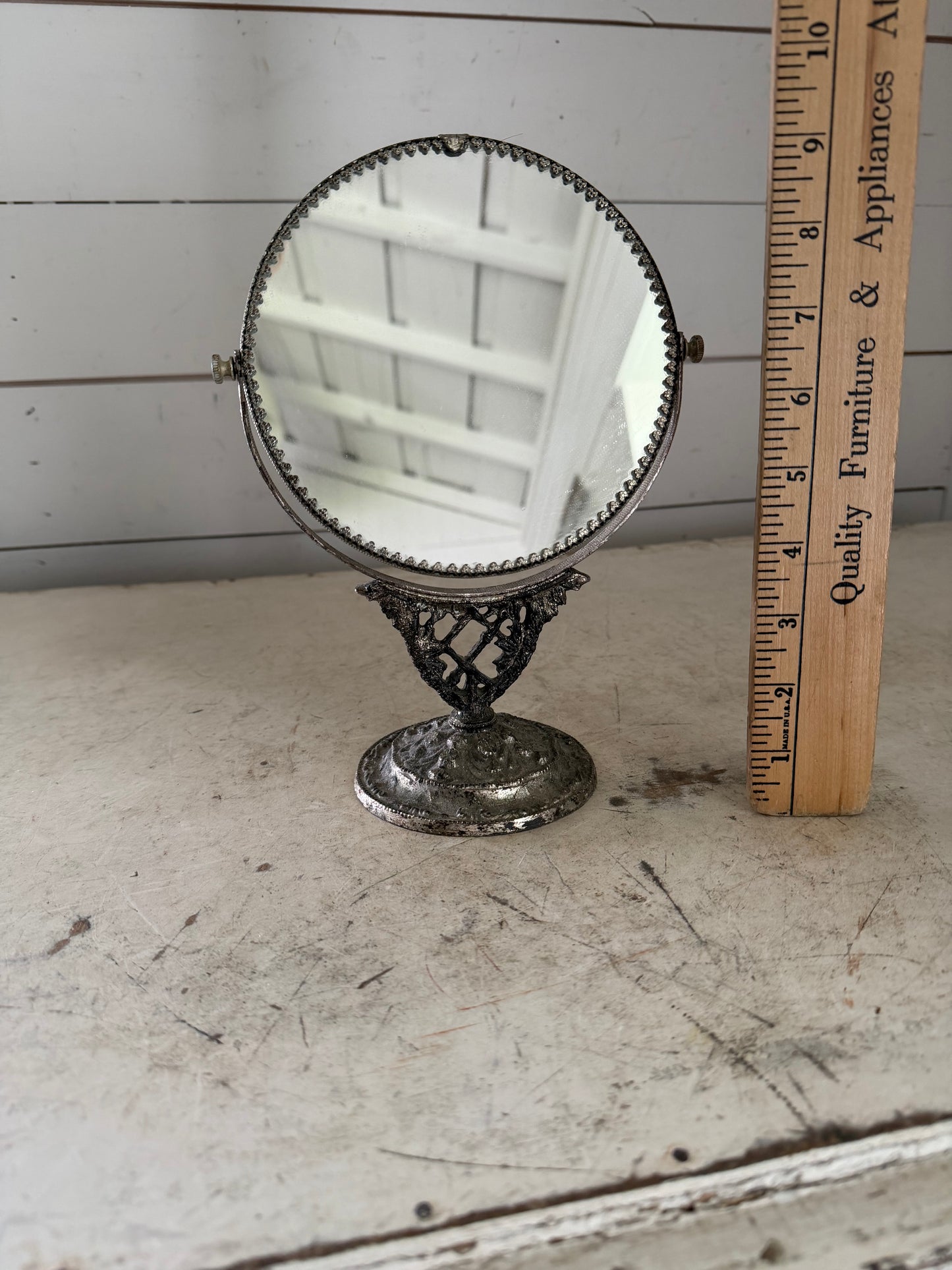 Vintage ornate Silver Plate Vanity Mirror