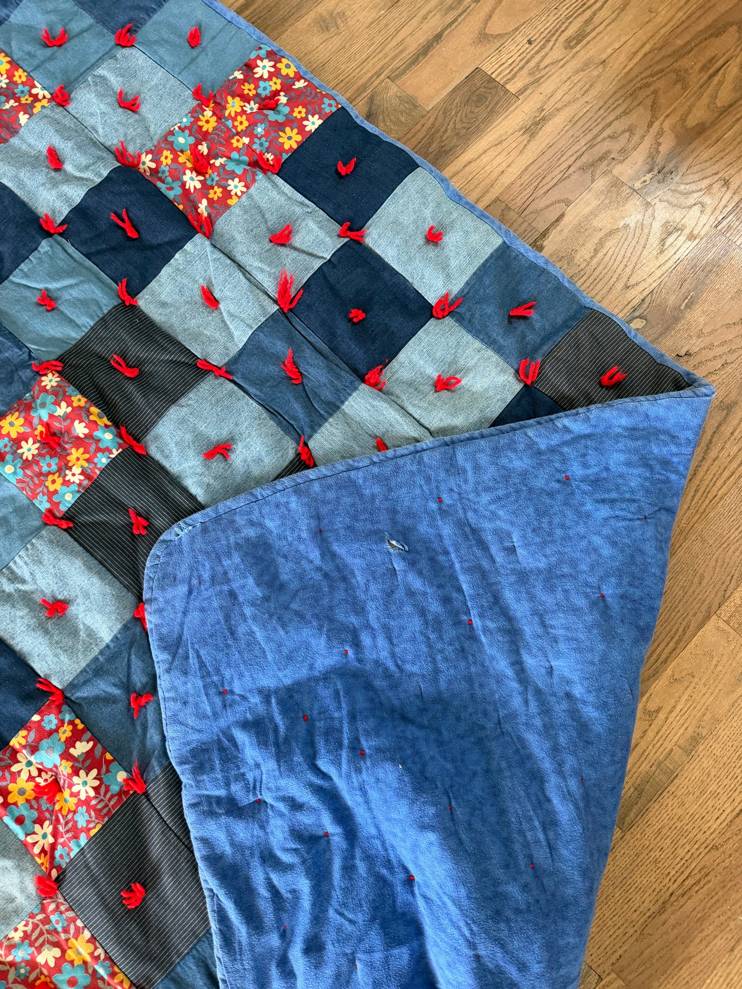 Heavy denim quilt as is Queen