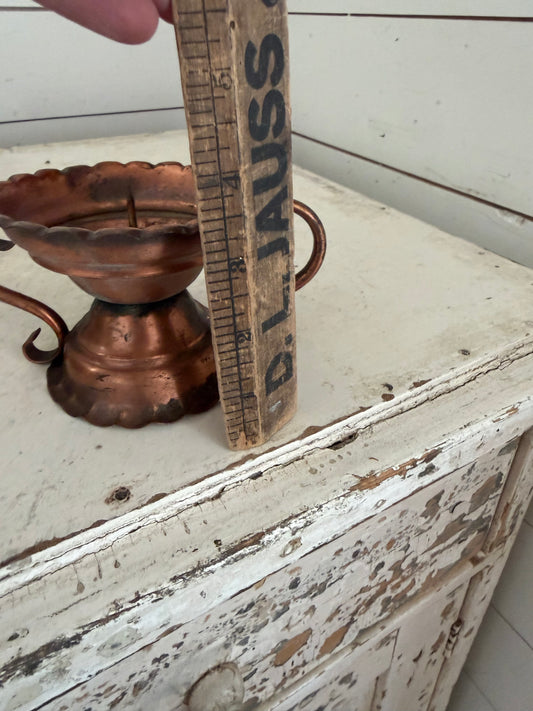 Gregorian Copper Candle Holder USA Vintage Reversible W/ Handles as is