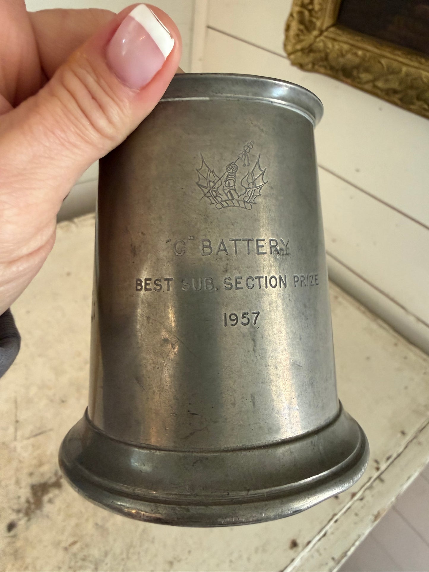 Vintage Rand English Tankard - C Battery Best Subsection Prize" Engraved 1957