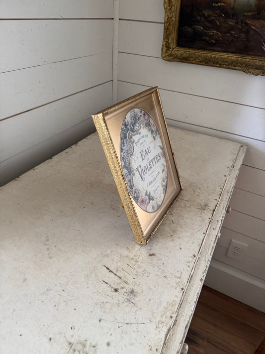 8x10” Brass Frame With Oval Mat and French Perfume Print