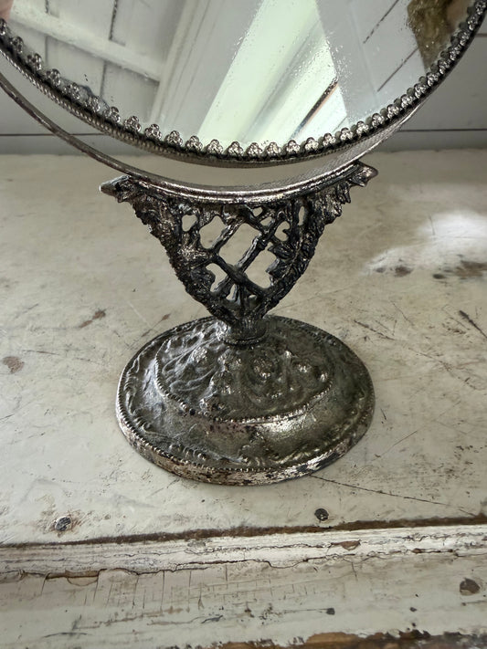 Vintage ornate Silver Plate Vanity Mirror