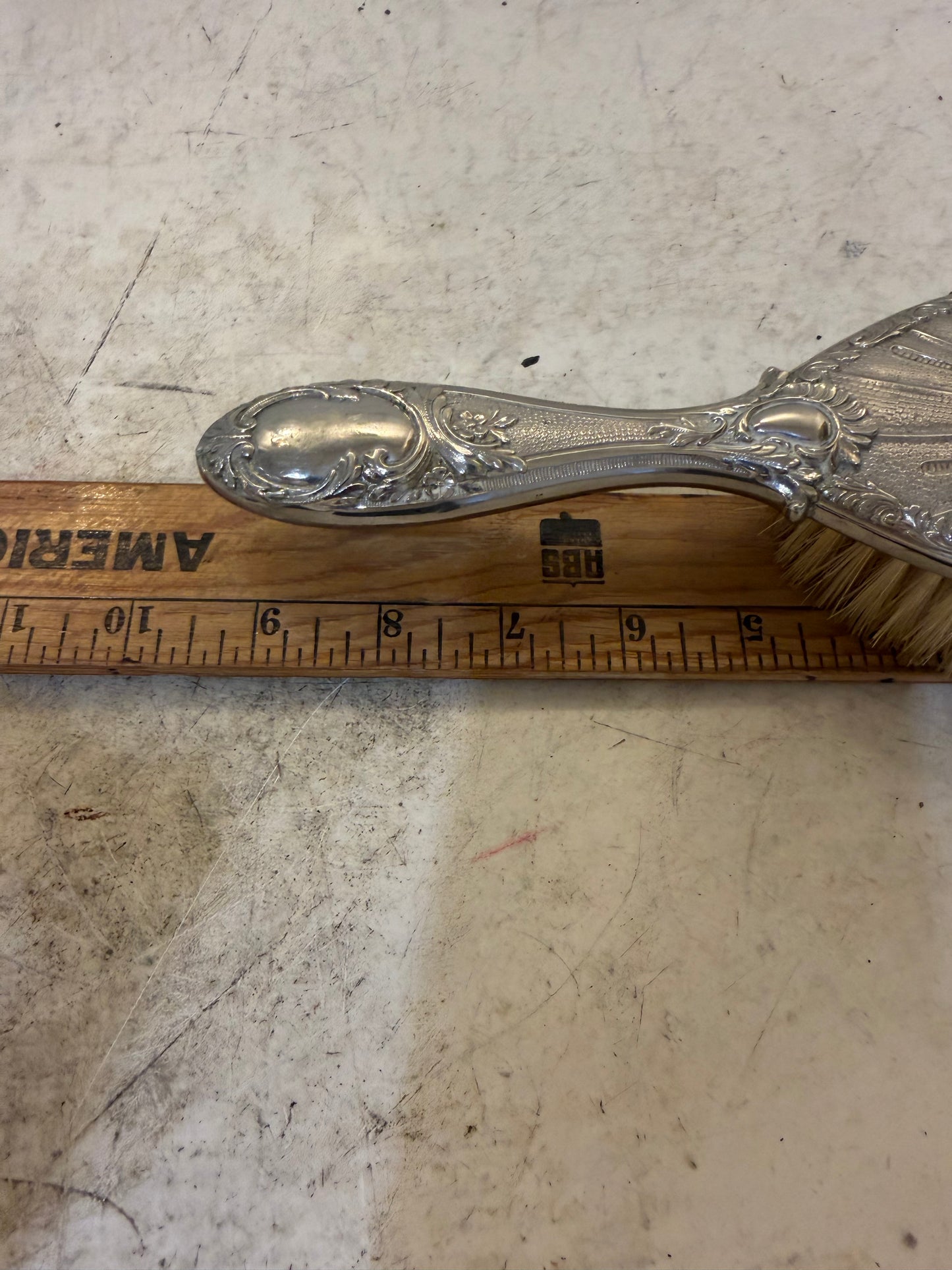 Antique Edwardian and silver plate hairbrush