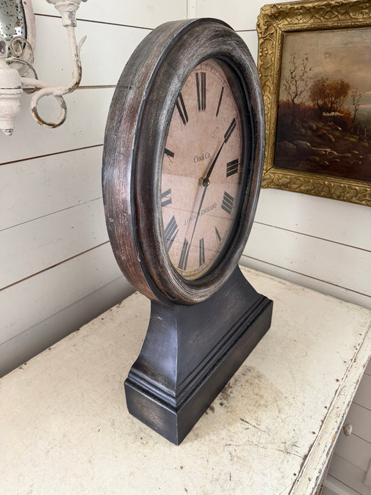 Large Oval Mantel Clock With Pedestal - Will Get Makeover