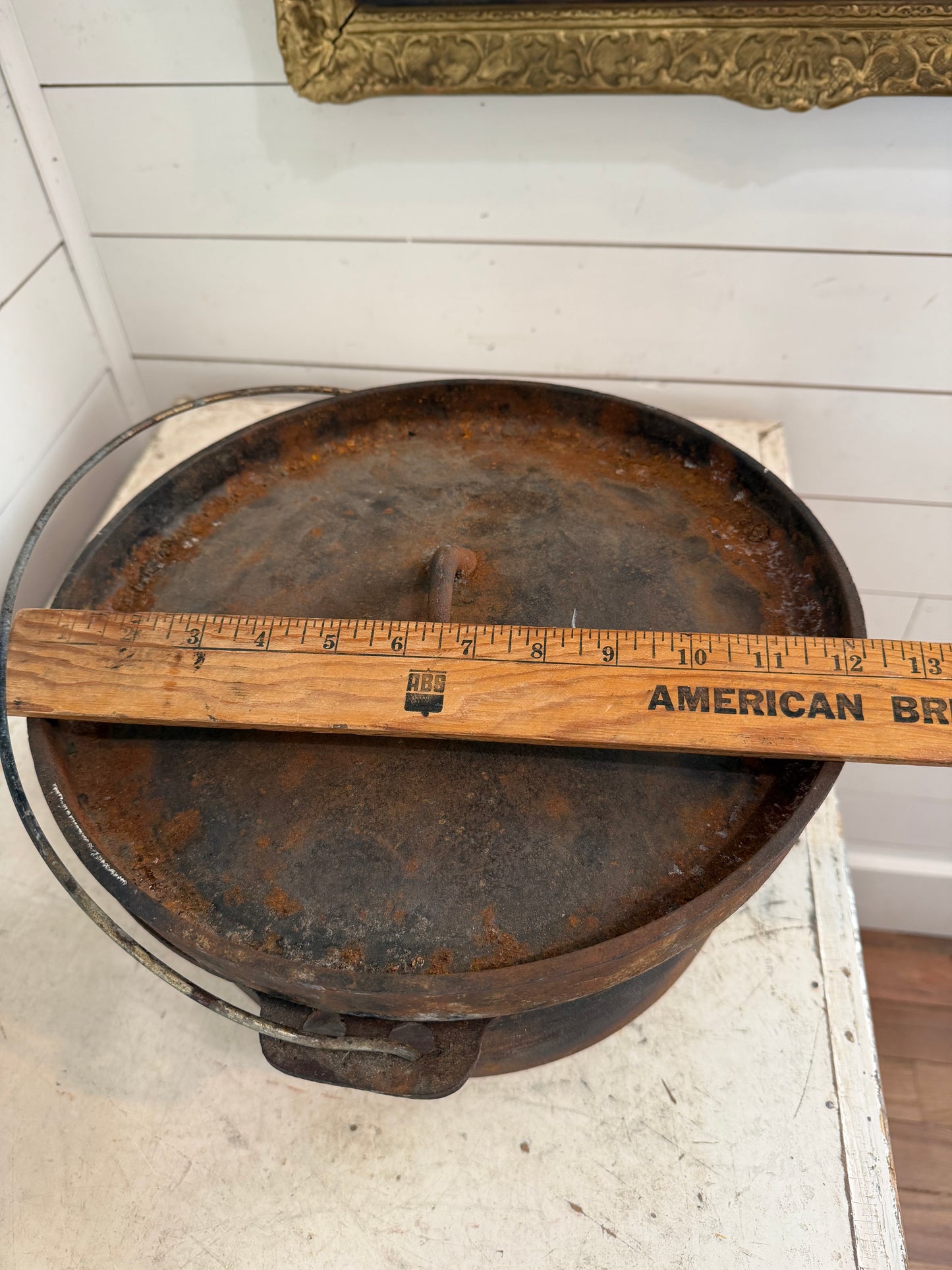 Vintage Large Cast Iron Campfire Oven With lid Very Heavy will get refurbished