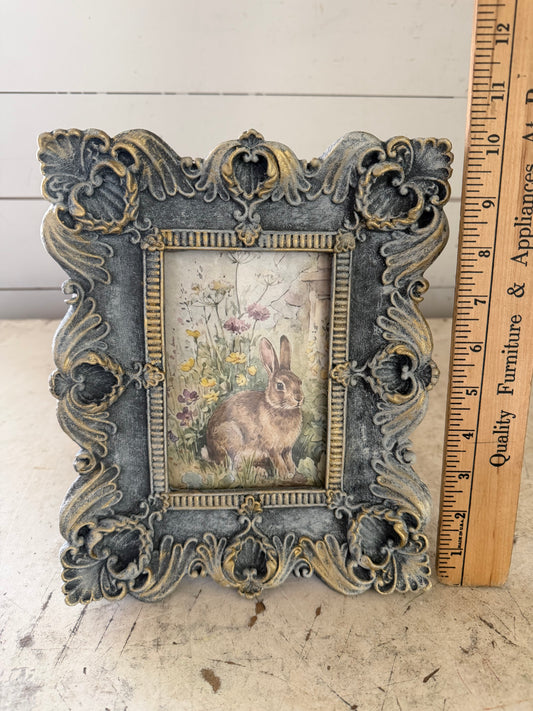 Ornate Frame With Rabbit in the Garden Print