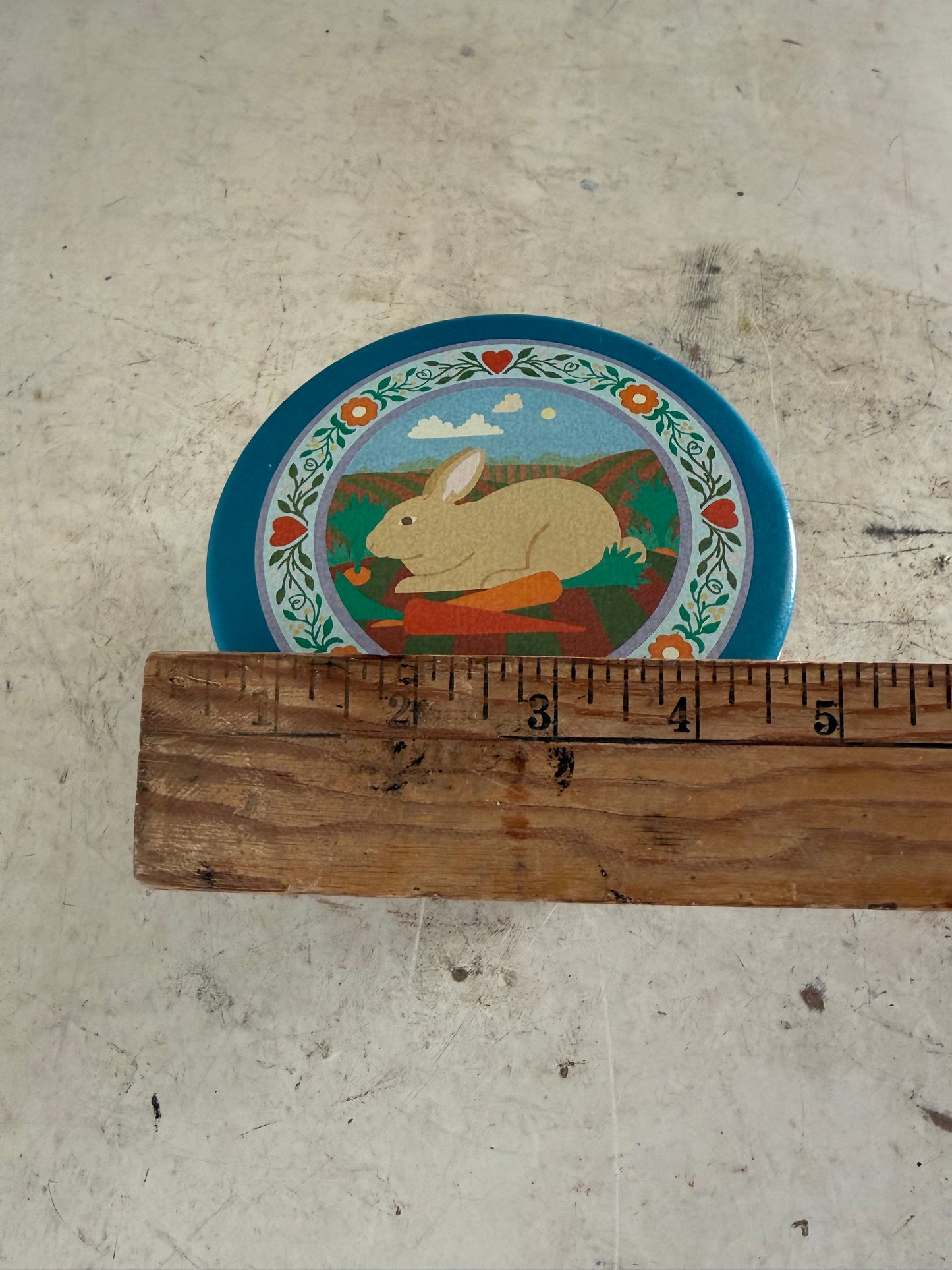 Vintage Round Metal Tin With A Rabbit In The Carrot Patch