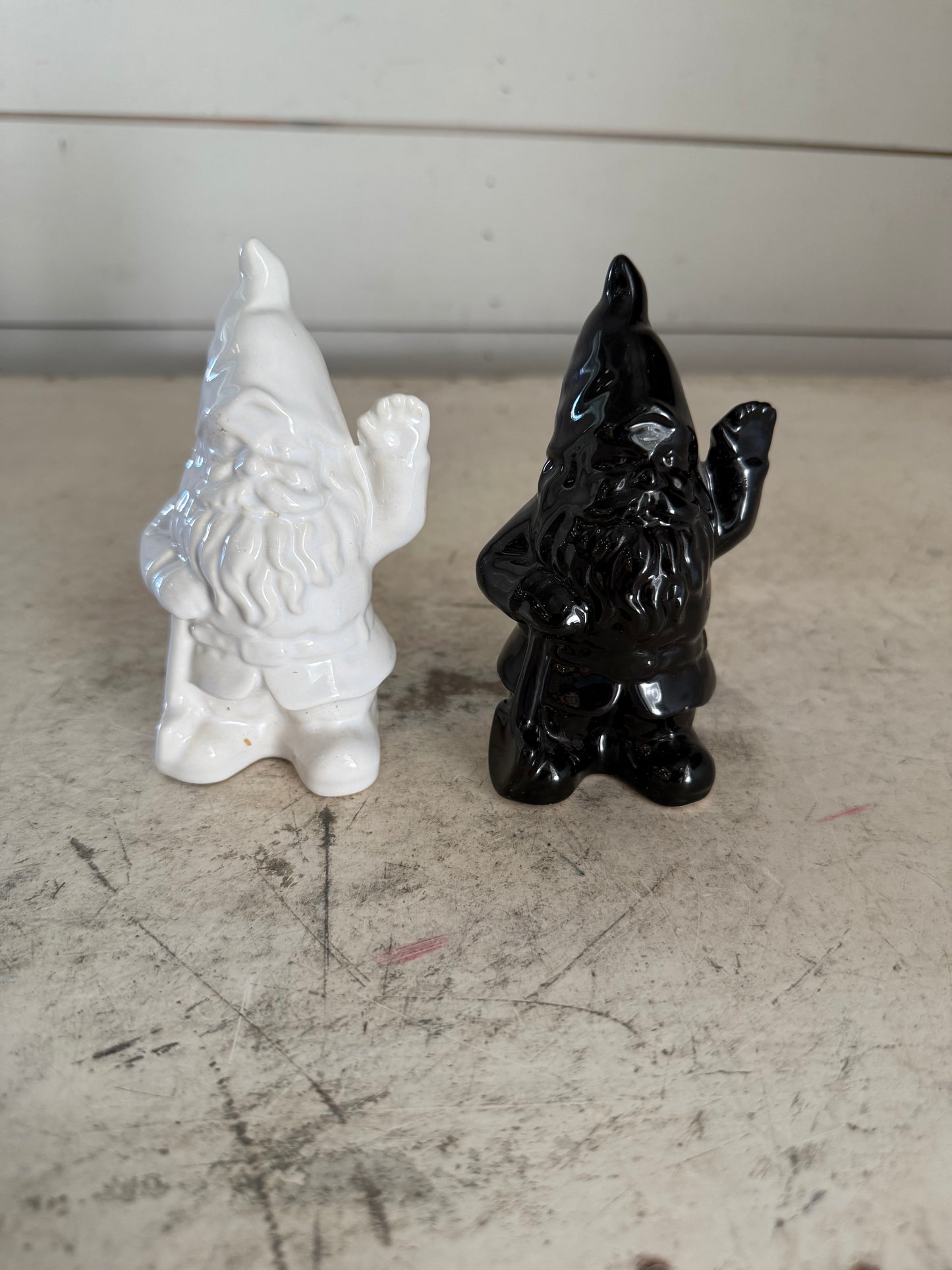 Ceramic gnome, salt and pepper shaker set
