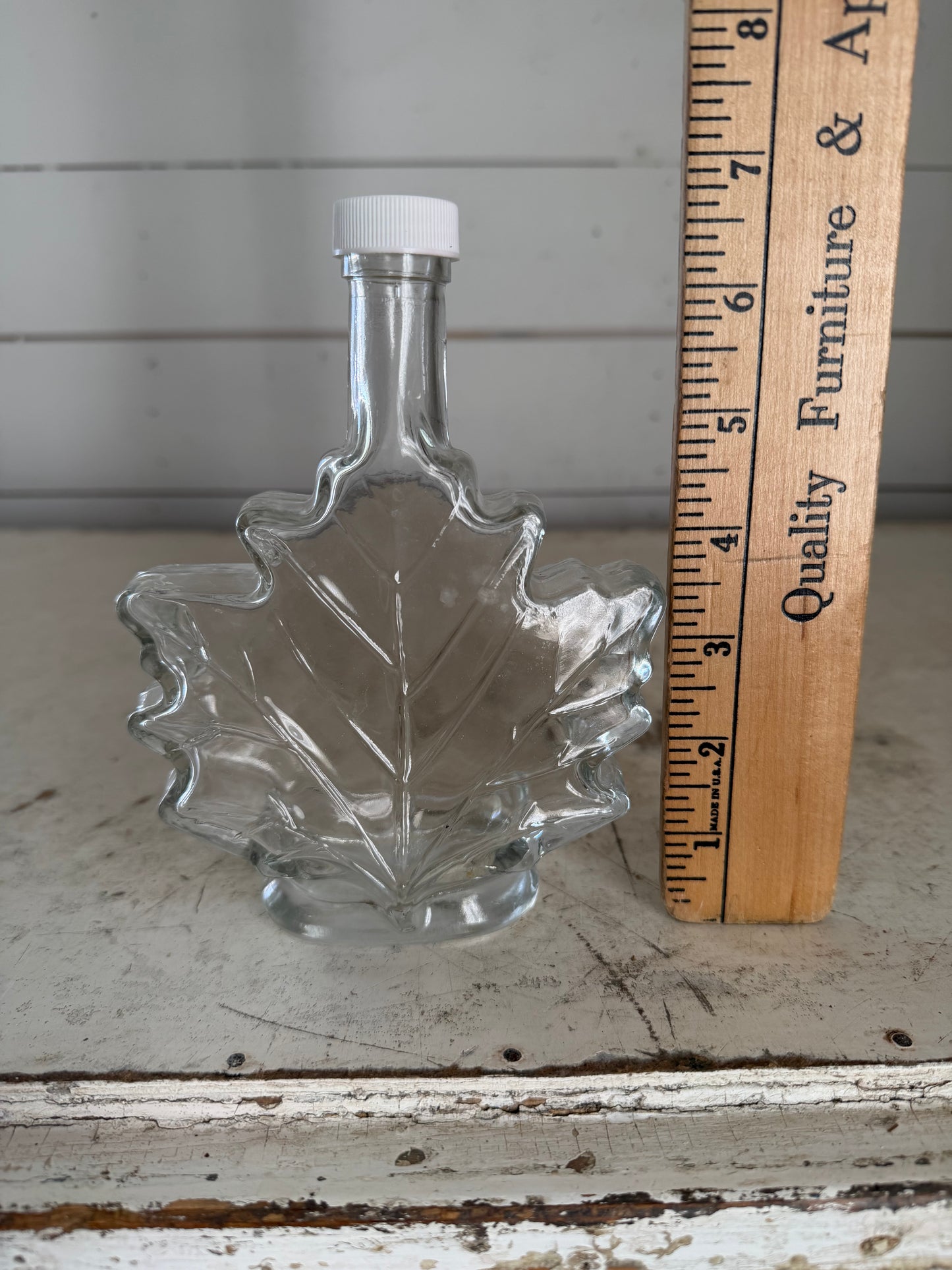 Clear Glass Maple Leaf Syrup bottle