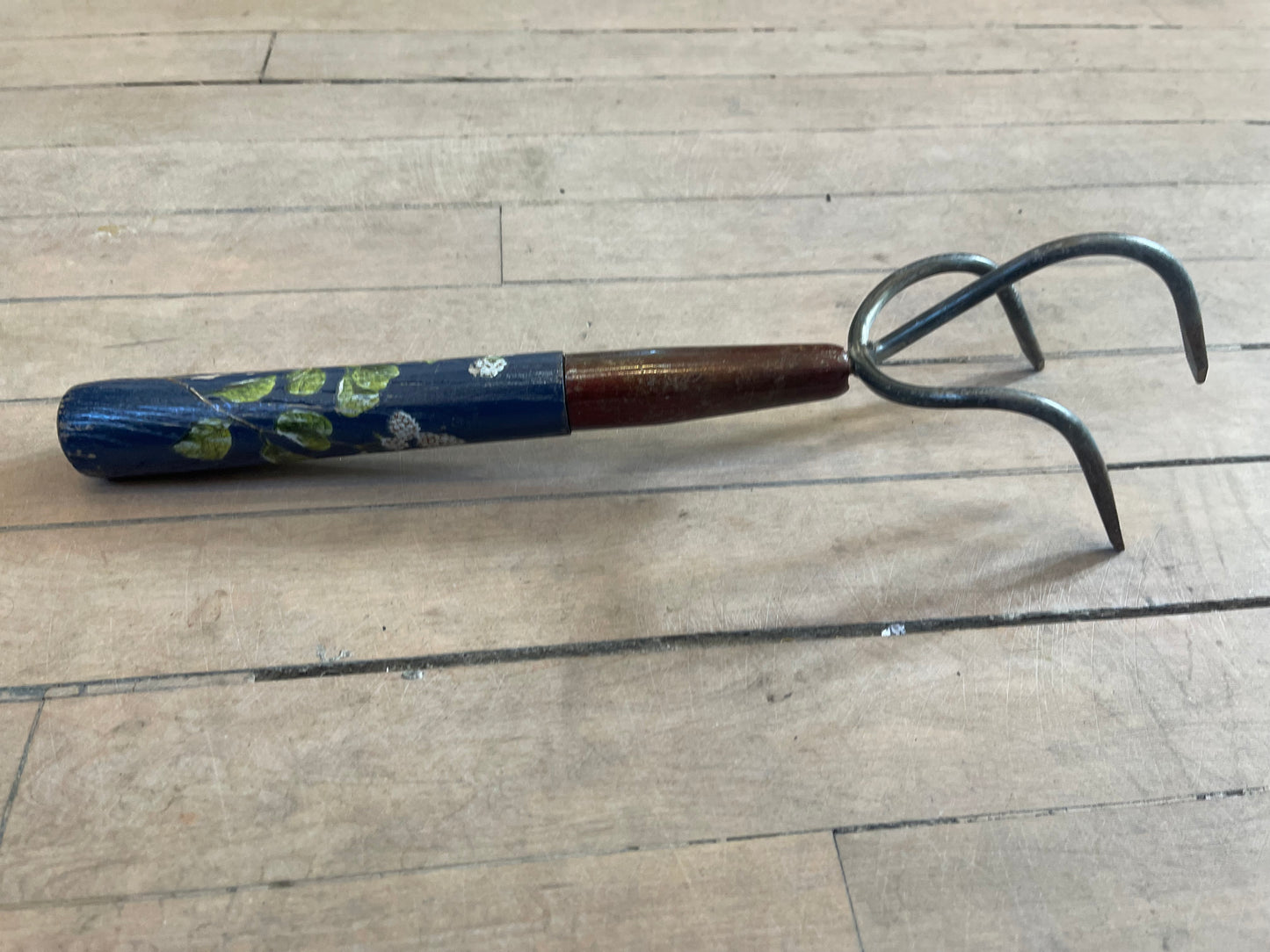 Vintage three garden cultivator with IOD makeover