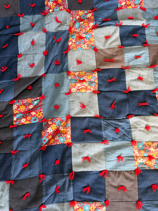 Heavy denim quilt as is Queen