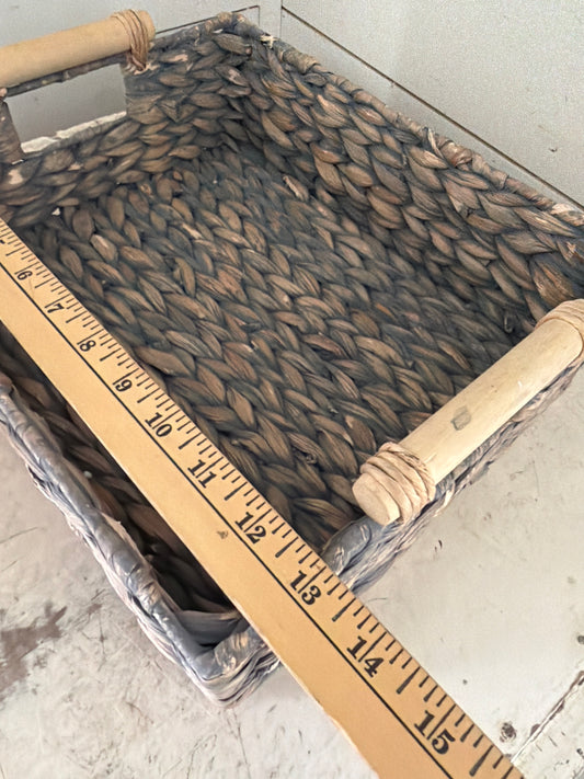 Woven basket with handles