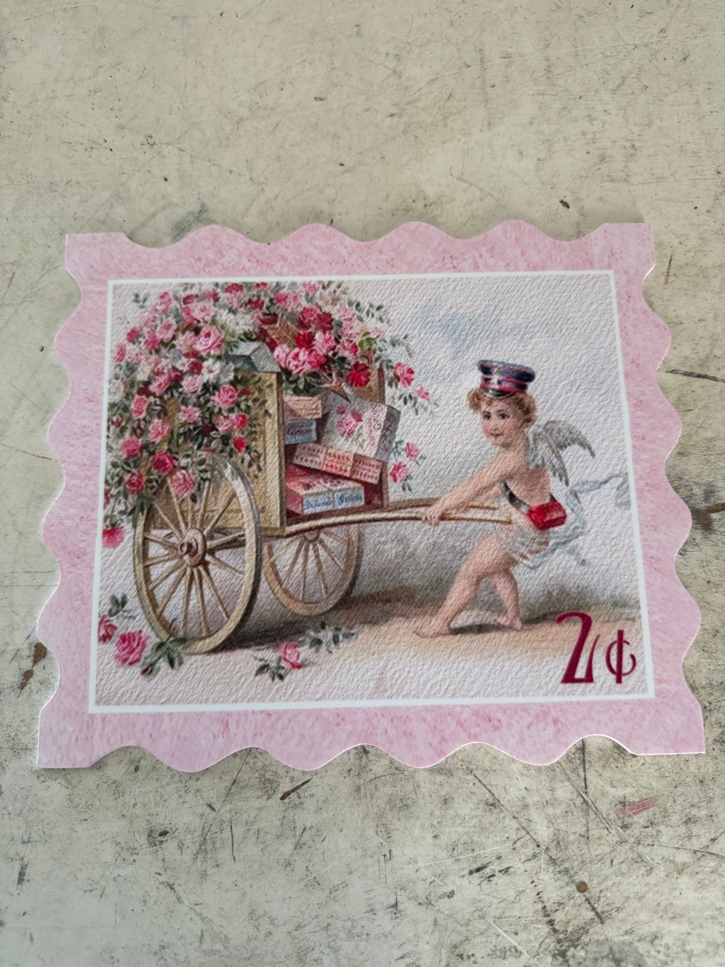 Vintage Cupid delivery stamp decor - waterproof