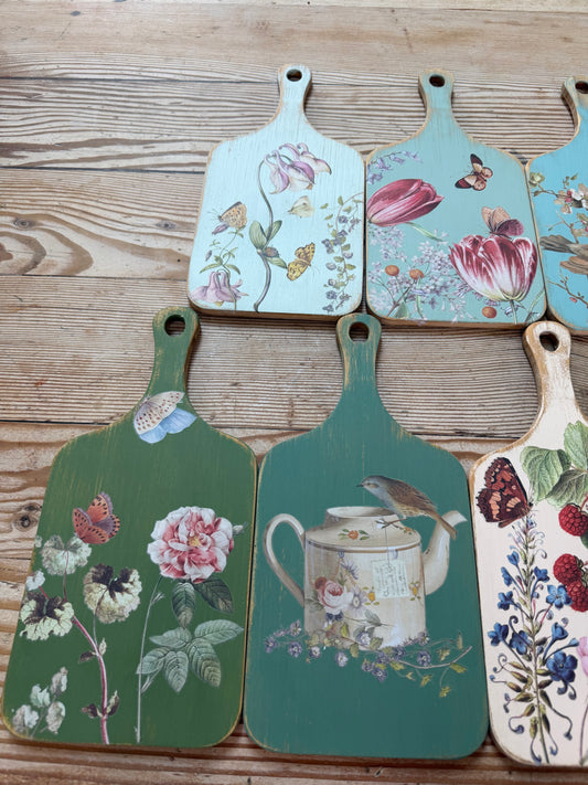 Hand-painted cottage cutting boards sold individually
