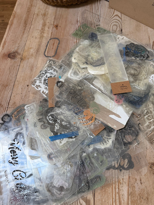 Mystery stencil Packs with free inlay samples - as is used and imperfect no returns