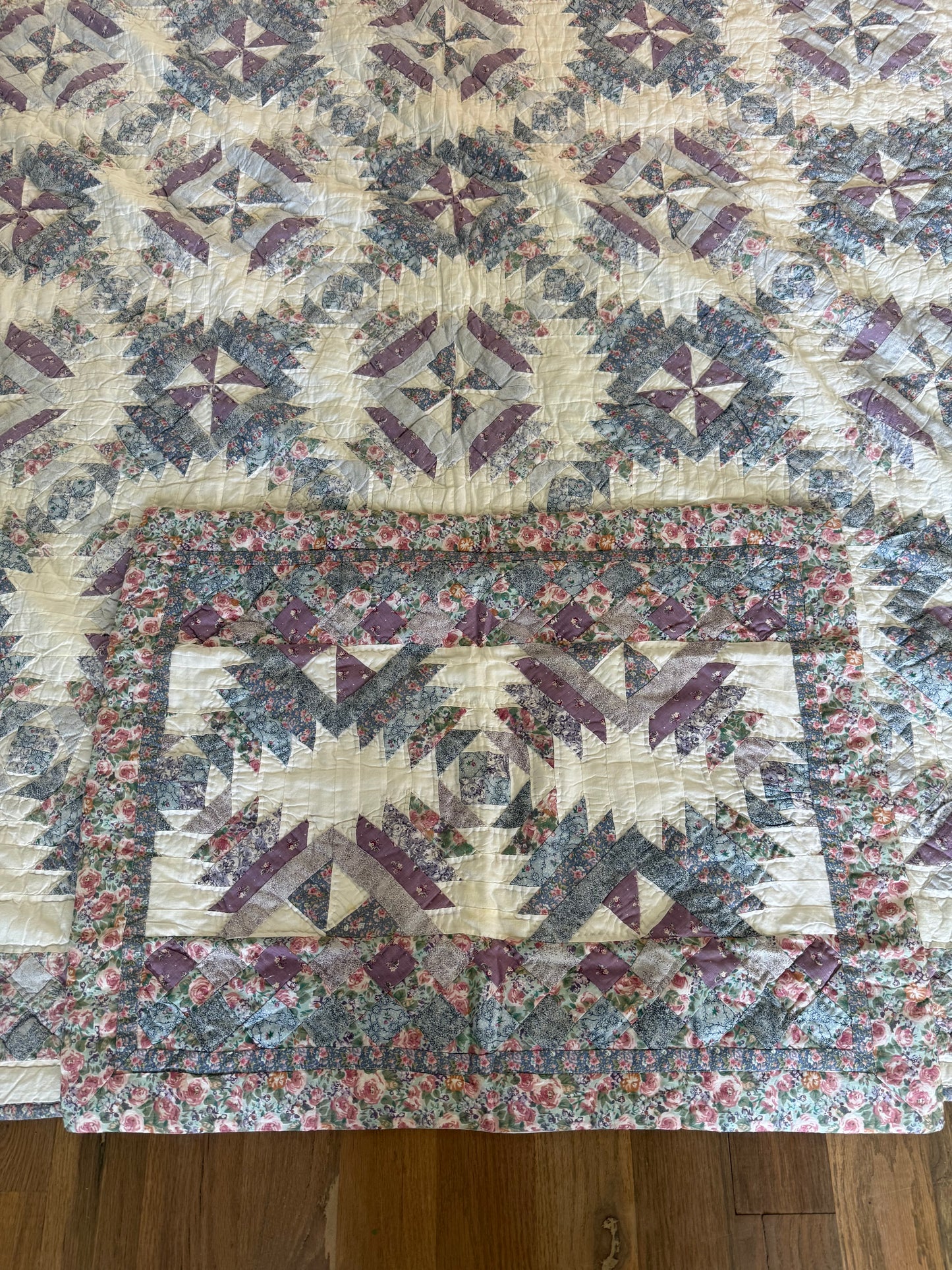 Purple & Blue Full/Queen pieced quilt and sham