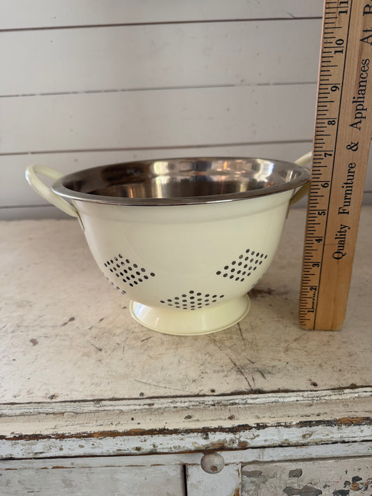 Cream Enamel Colander