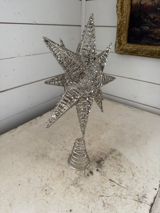 15” silver glitter tree star