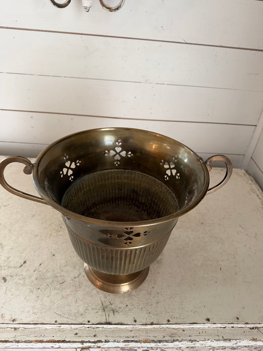 Large brass planting urn