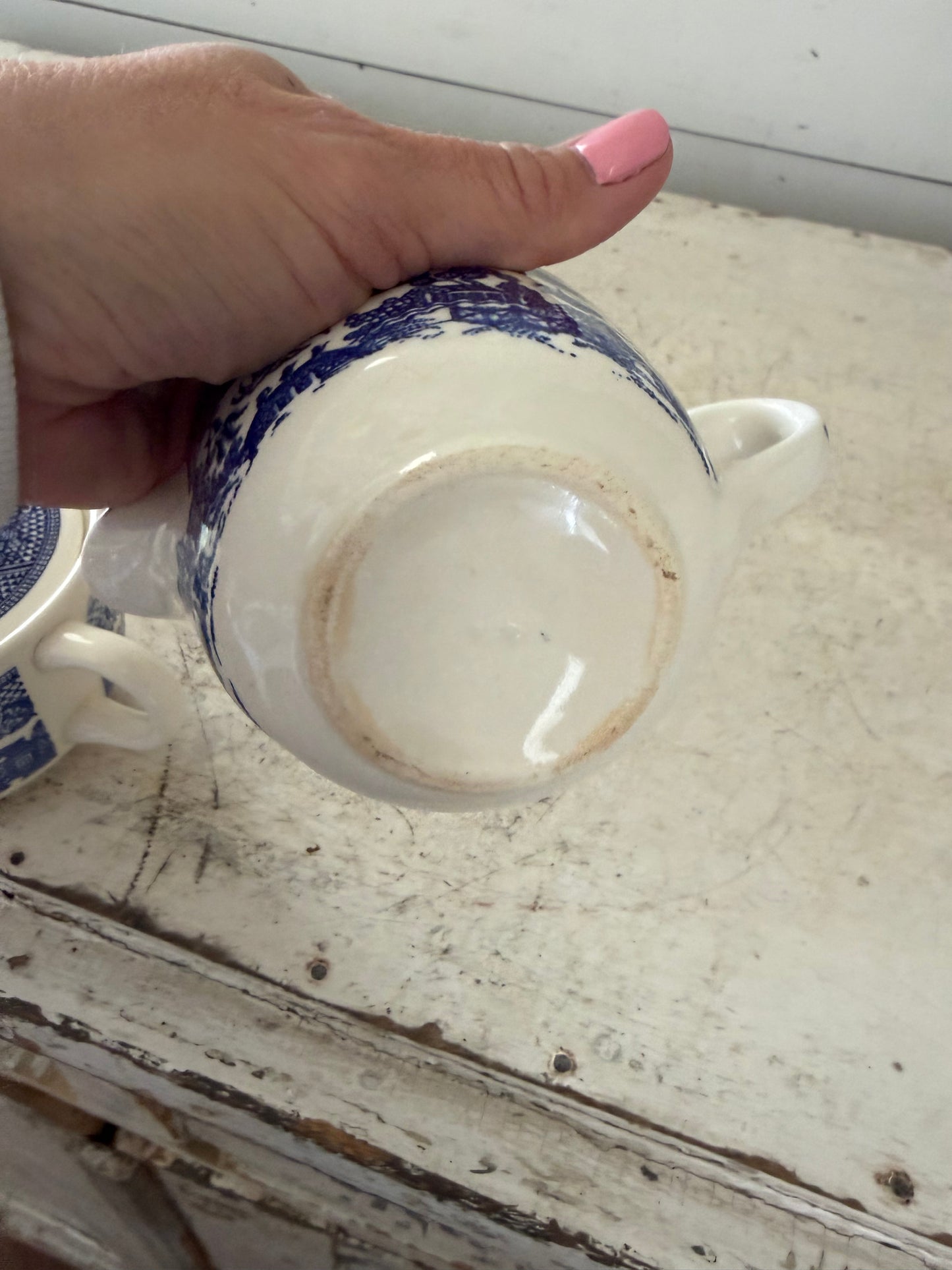 Blue Willow Creamer and Sugar Set