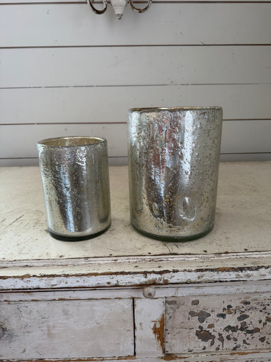 Crate and Barrel Mercury Glass Hurricane Candle Holder or vase sold individually