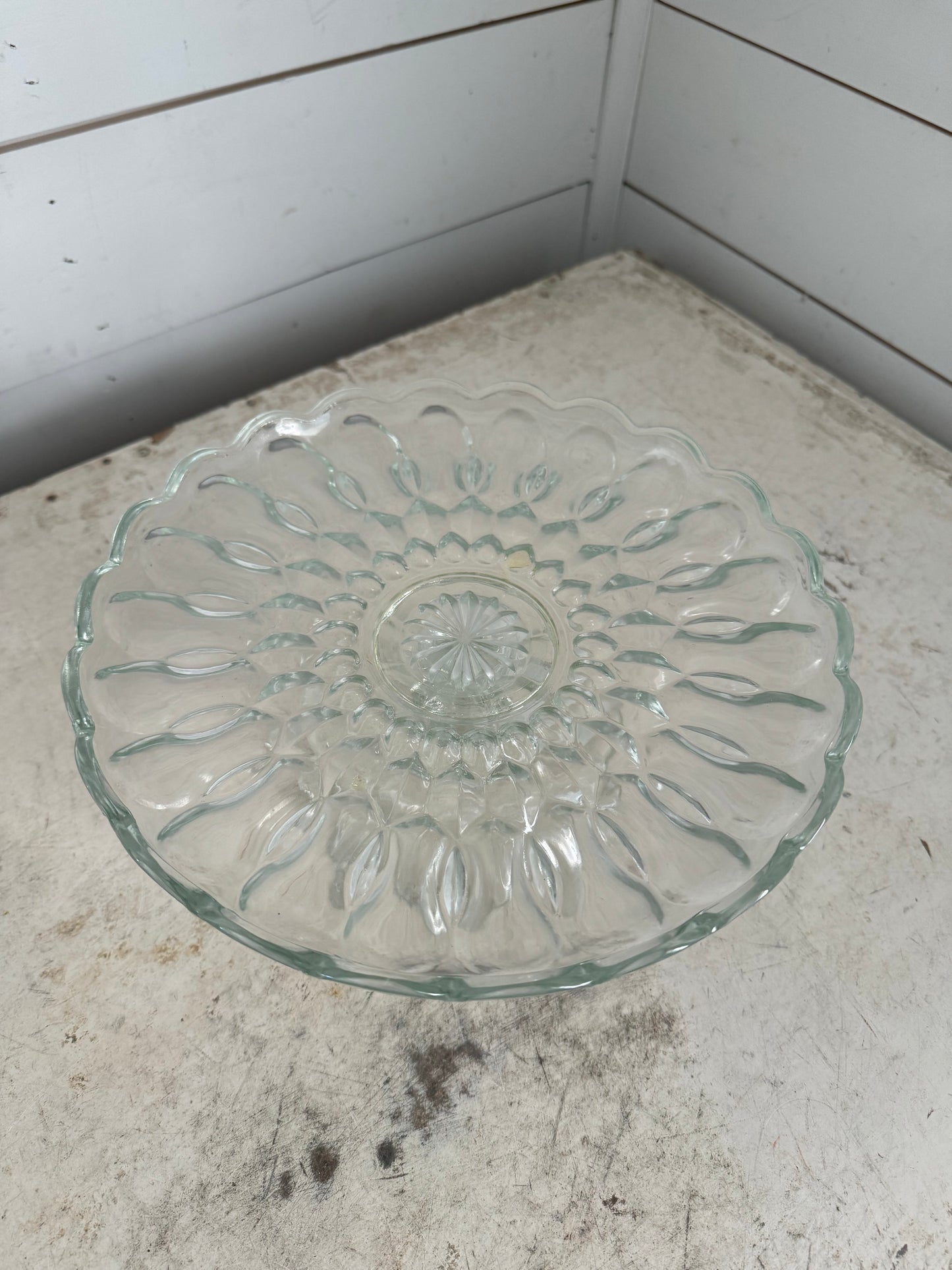 Vintage Pressed Glass Cake Plate