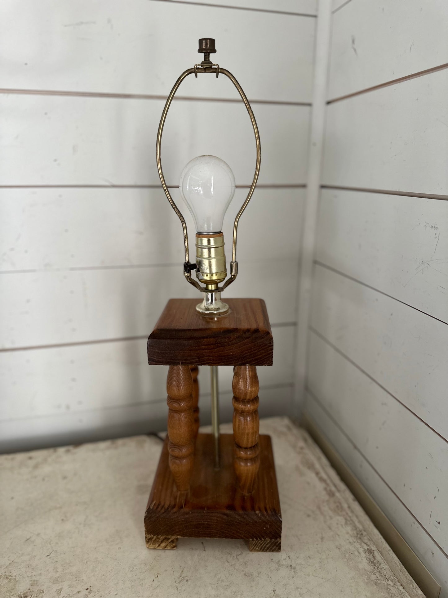 Solid Wood Vintage Table Lamp / Mid Century Trophy Style Made In The USA