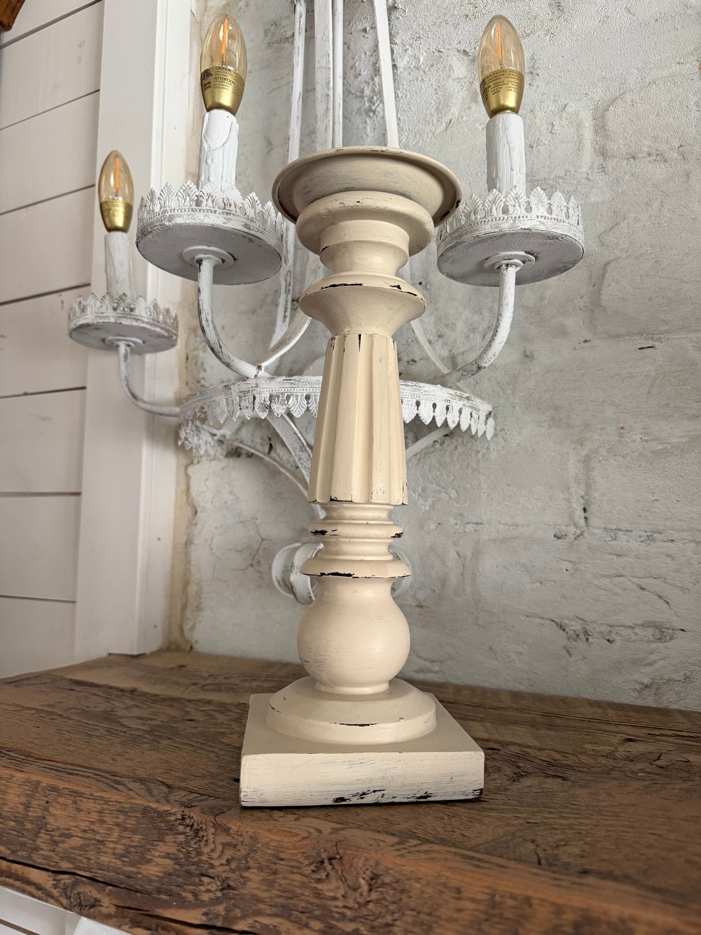 Hand Painted Tall Candlestick 12.5”