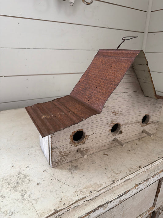 Barnwood and rusty roof birdhouse