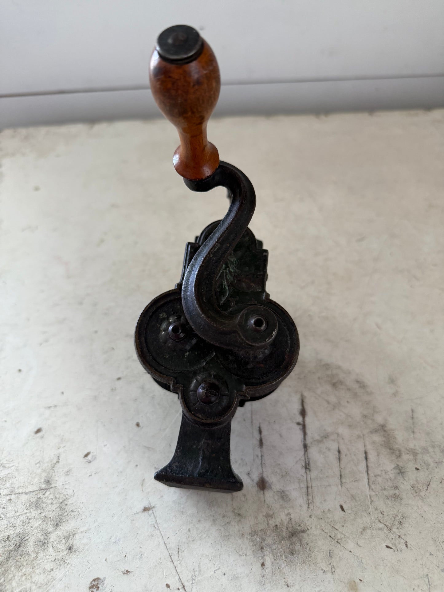 Antique Ornately detailed cast Iron bean cutter