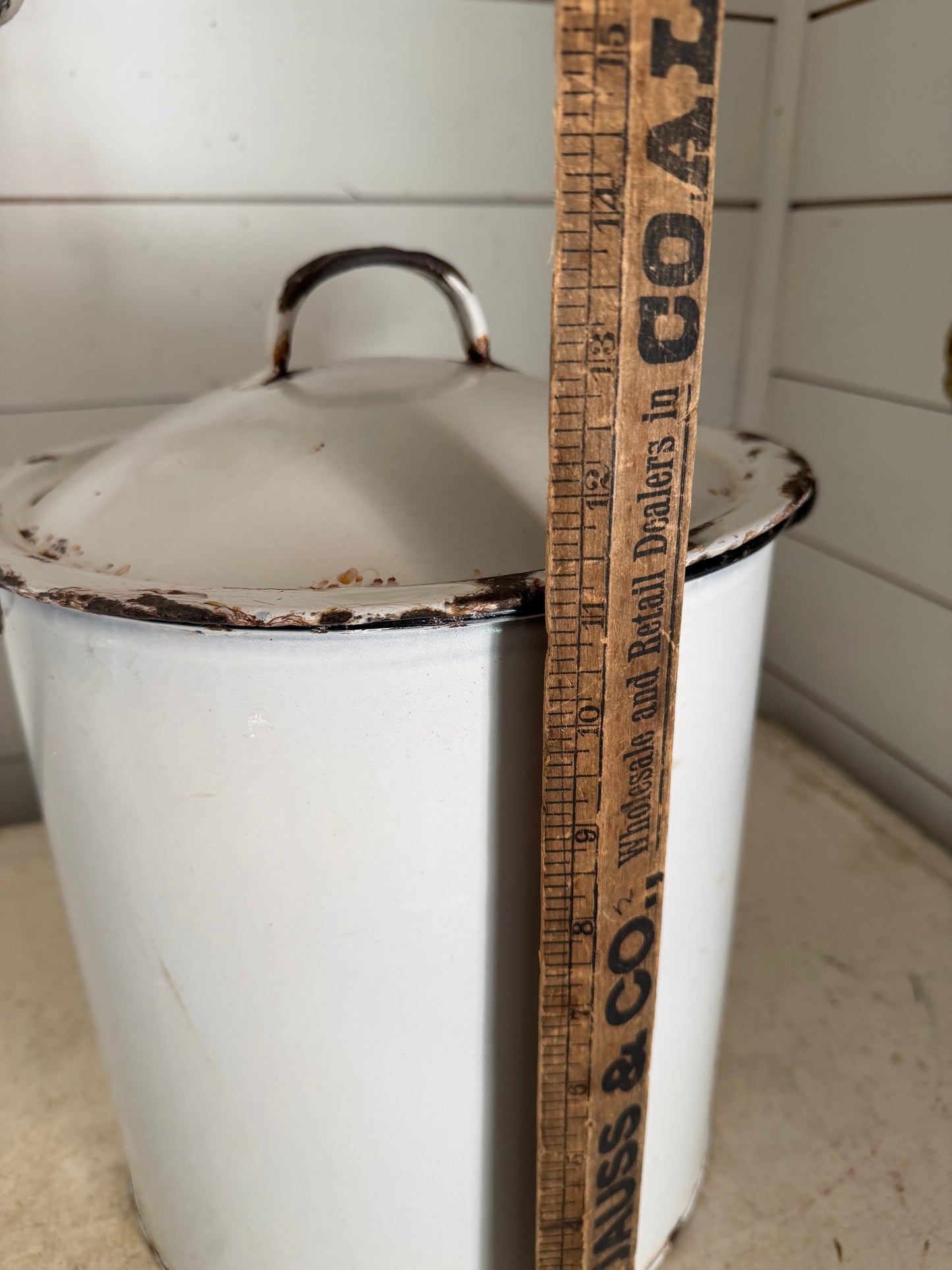 Vintage Large PRINCE of WARES Enamel FLOUR Box, England, 1920s