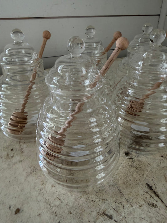 Crate and barrel beehive, honey dipper