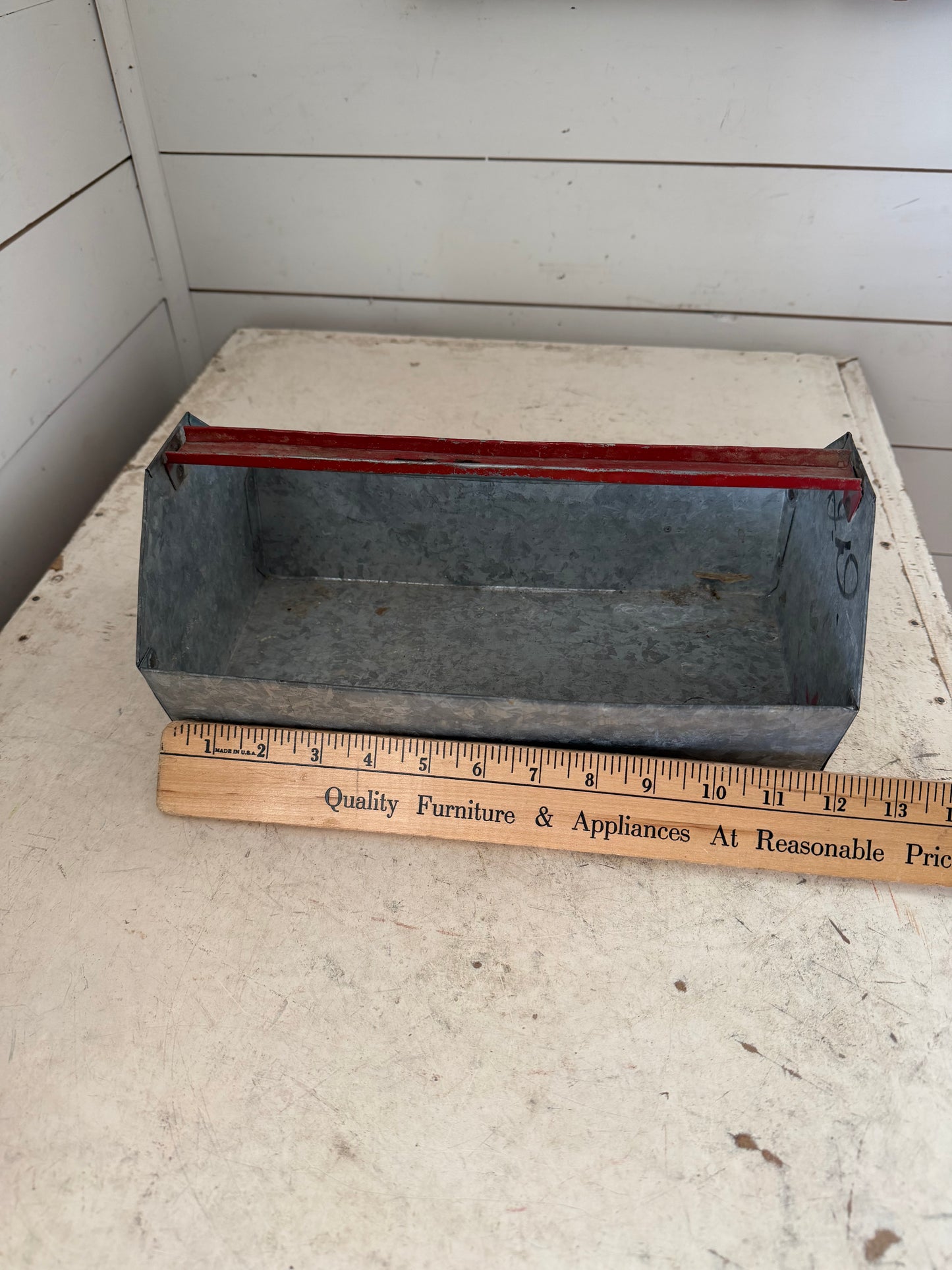 vintage galvanized tool box carrier tray