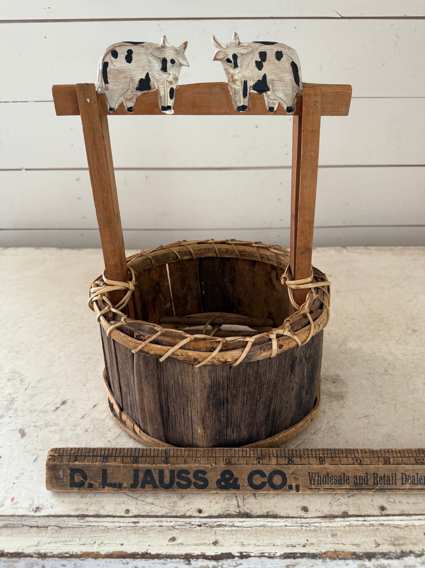 Rustic cow basket