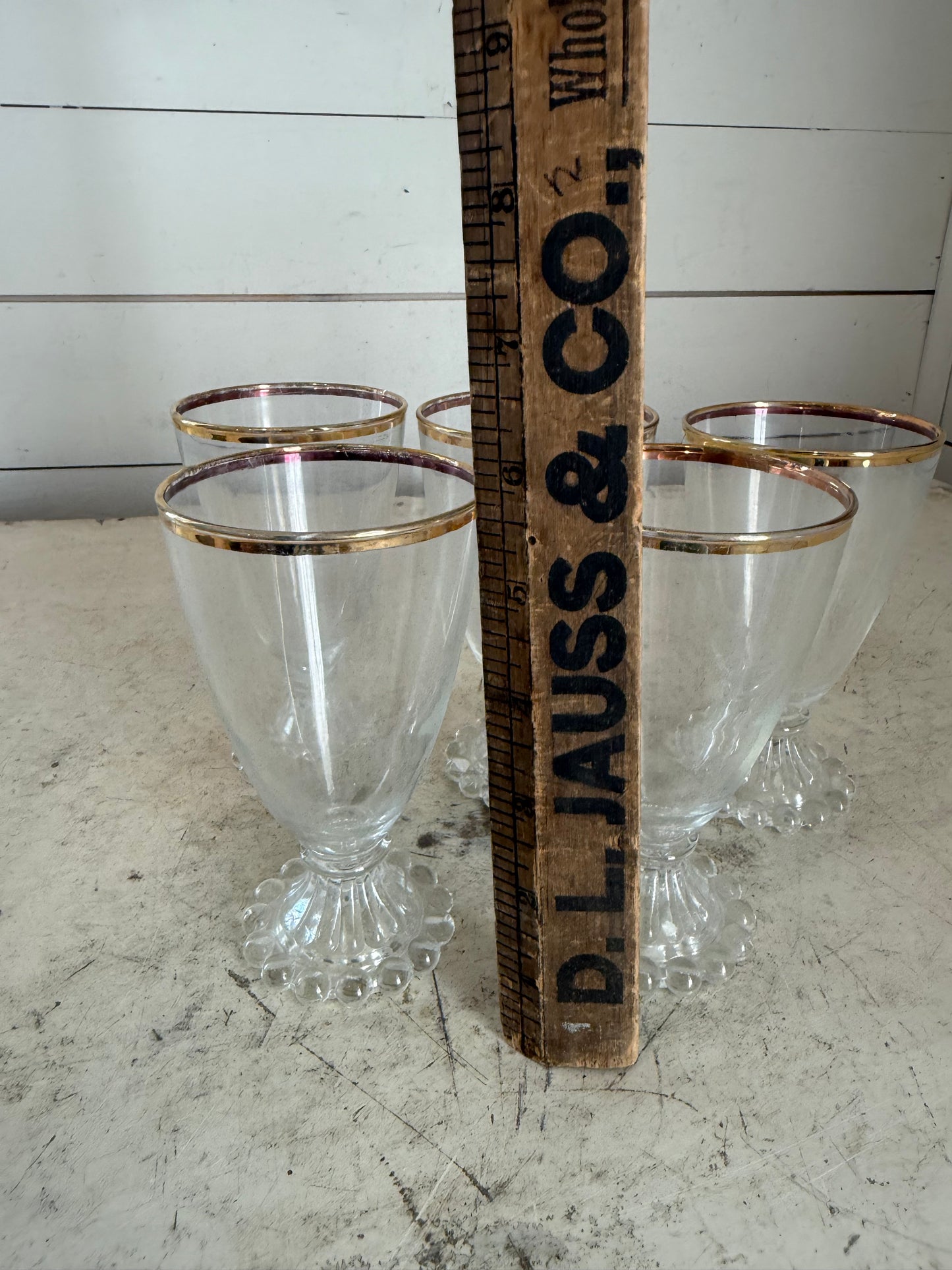 Vintage Anchor Hocking Berwick Boopie w/ Gold Rim Bubble Footed Glass - sold individually