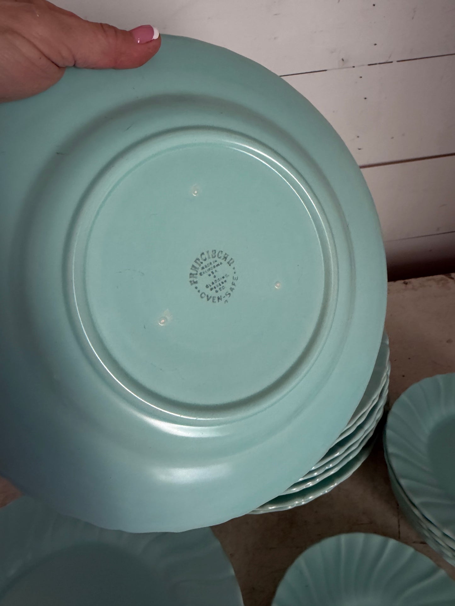 Franciscan Coronado Swirl dinnerware in the Aqua Matte color - sold individually