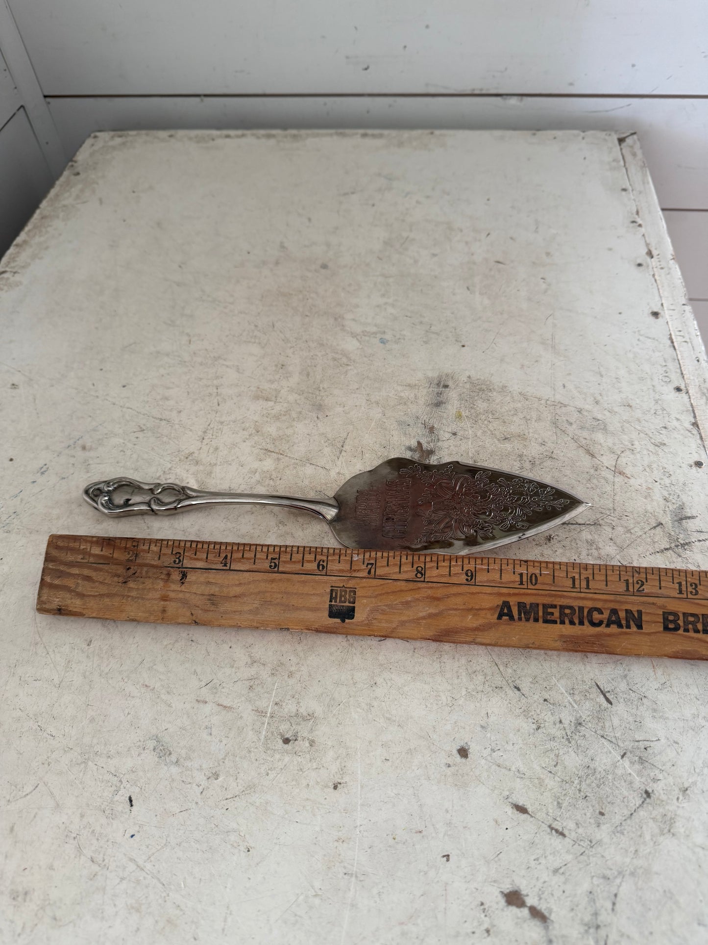 Vintage International Merry Christmas Silver Plated Cake Server - Has Some Wear