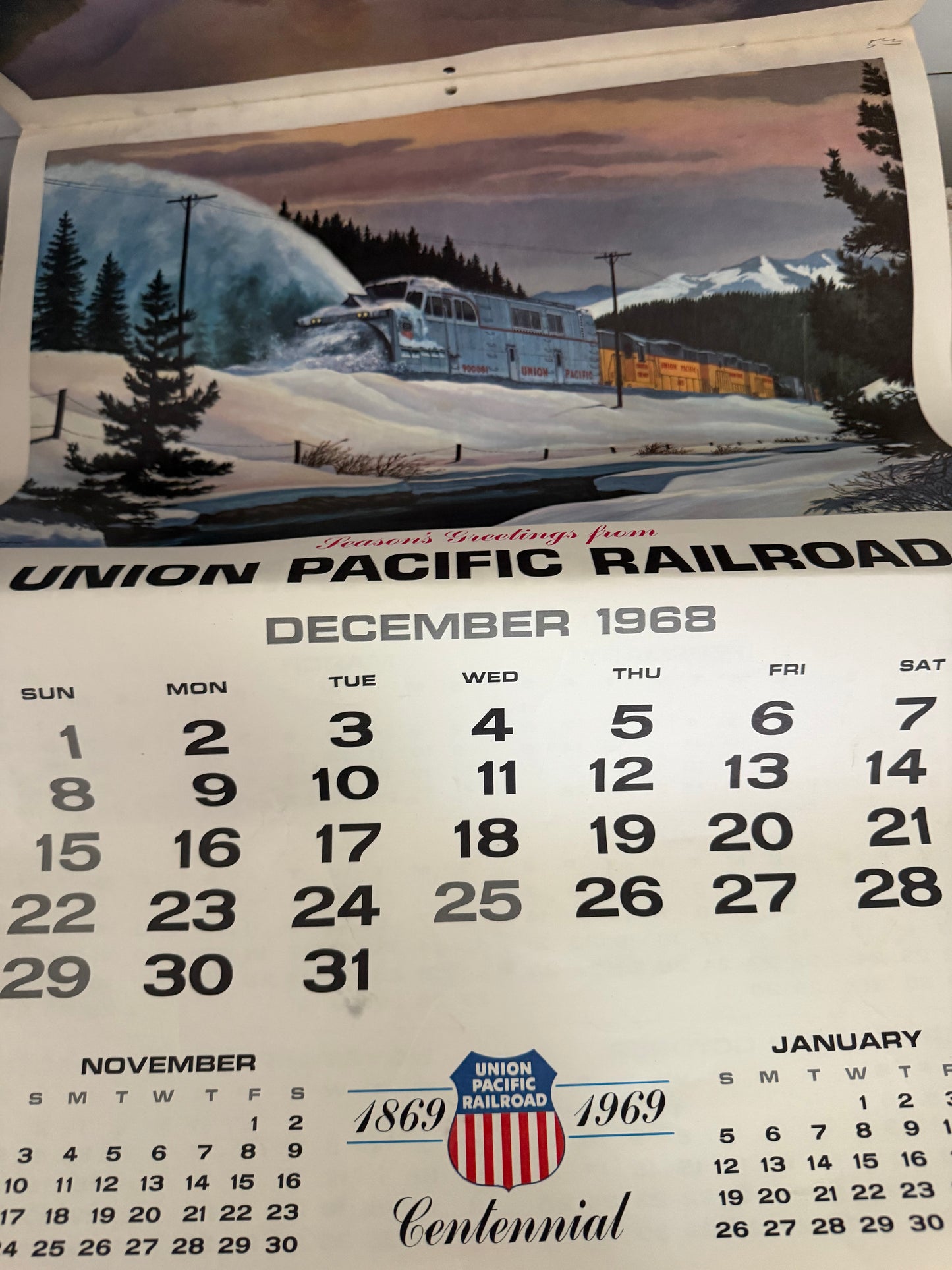 Vintage Union Pacific Railroad Calendar