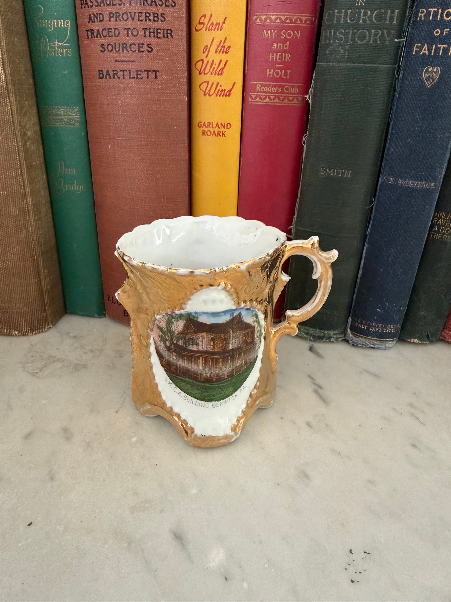 Antique souvenir mug YMCA building